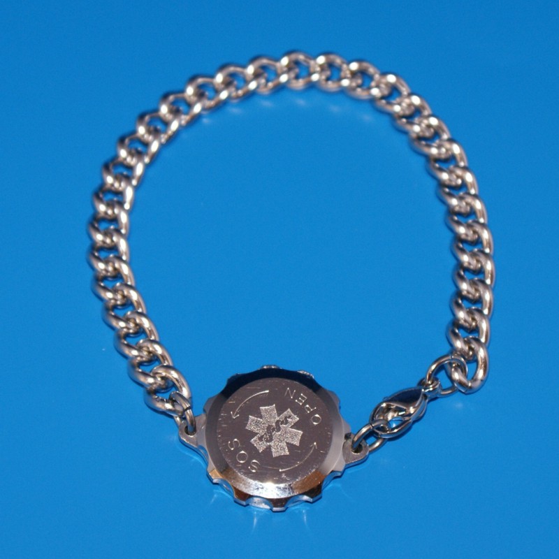 SOS-Kettenarmband Edelstahl, 21 cm (1 Stück)